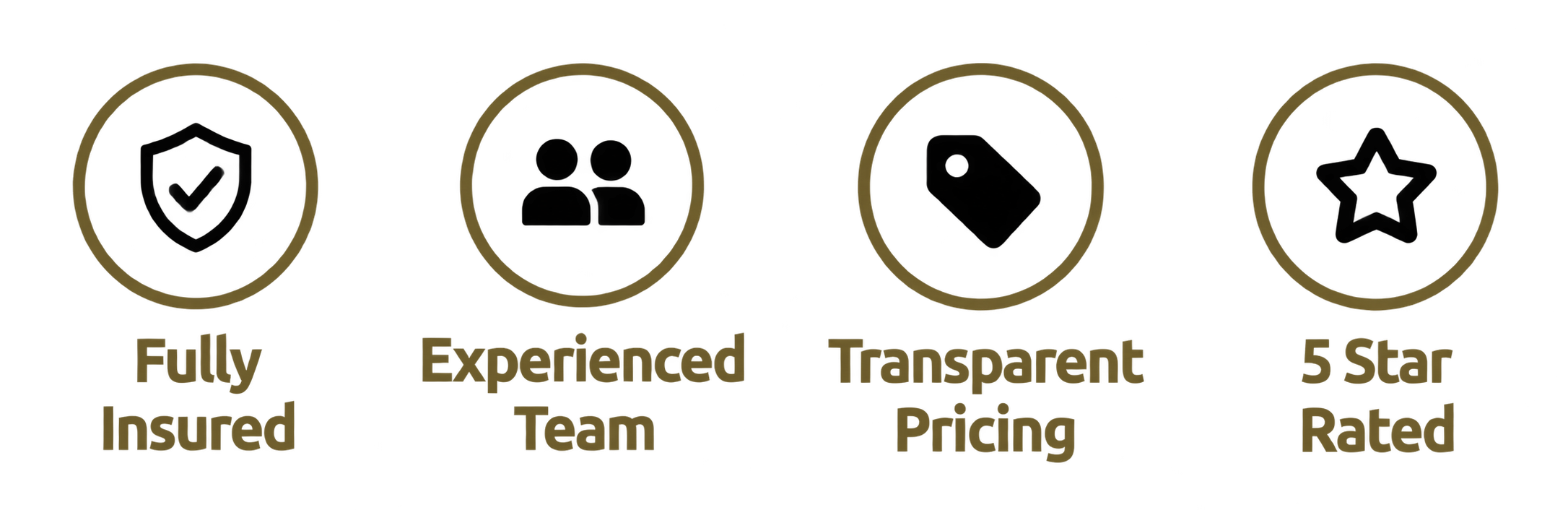 Fully insured, Experienced team, Transparent pricing, 5 Star rated